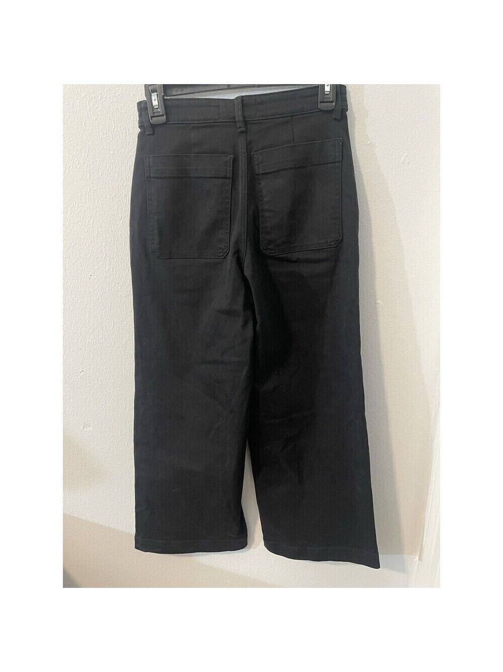 Everlane women's the wide leg crop black pants sz 2 high rise jeans denim - Picture 4 of 8
